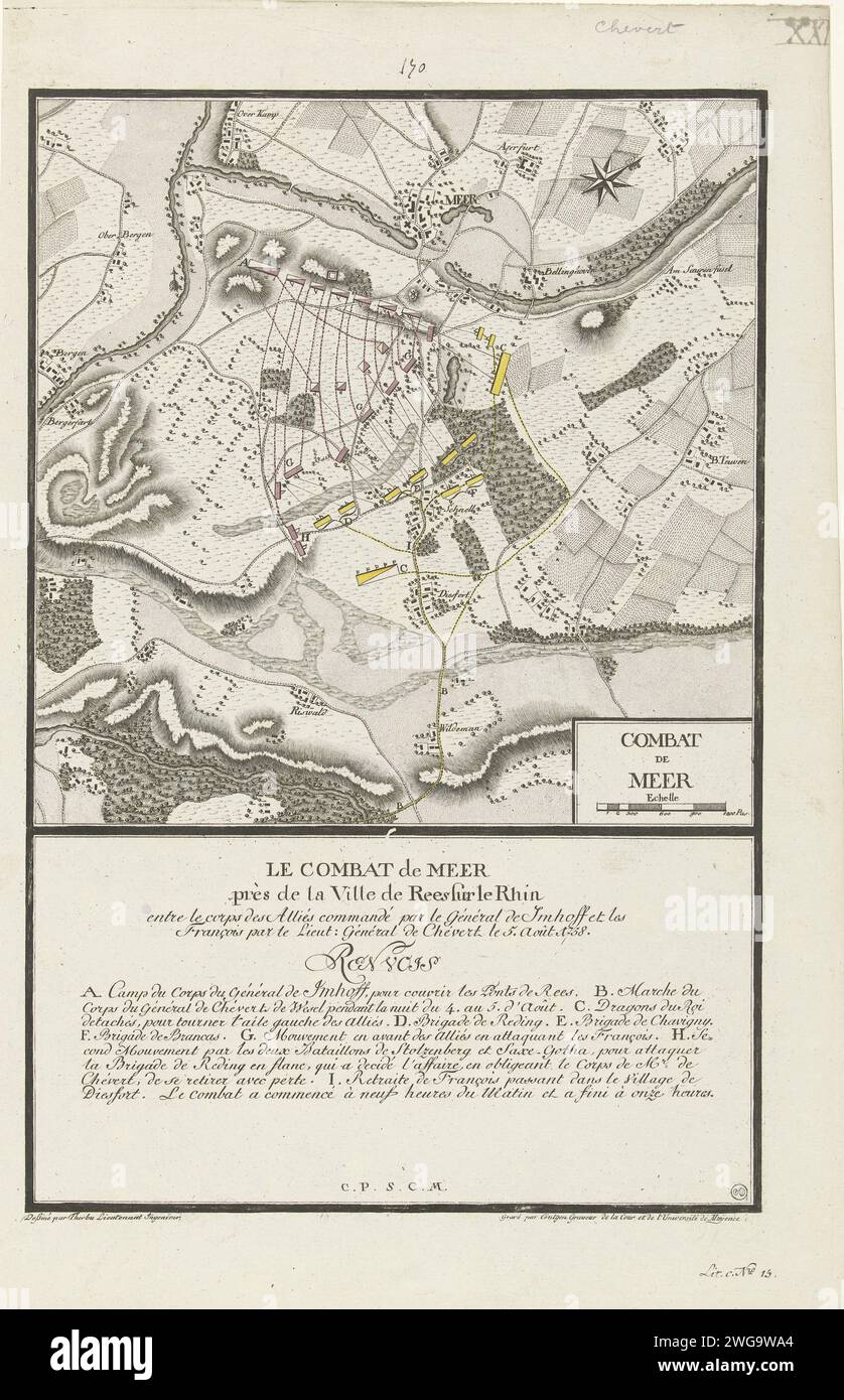 Map of the Battle of Meer, 1758, 1758 print Map of the battle at Het ...