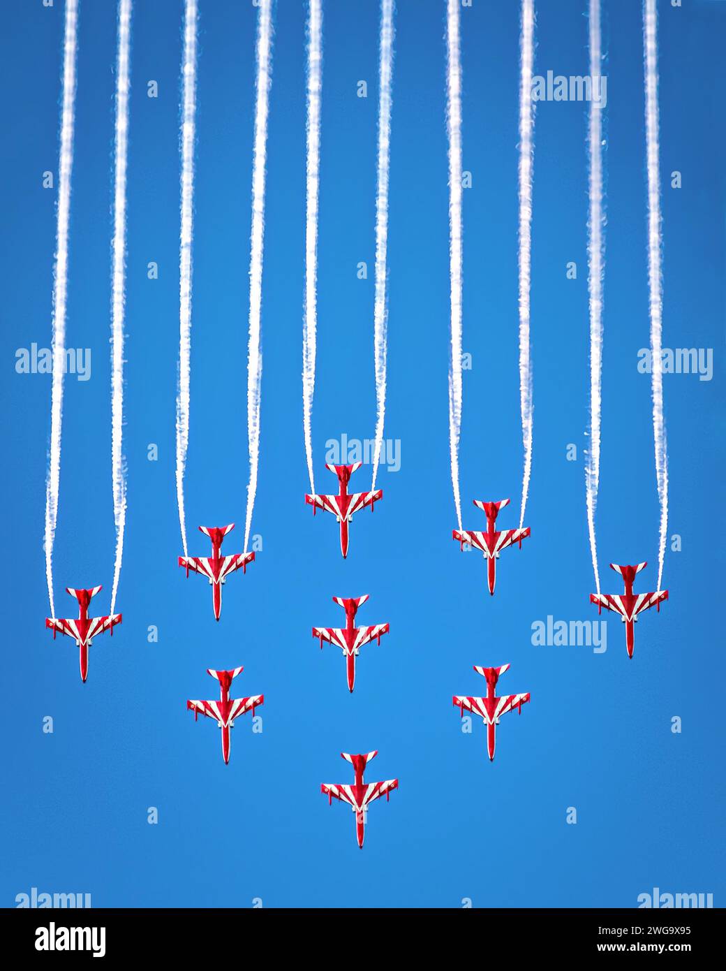 Indian Air Force's Surya Kiran Aerobatic Team planes performing