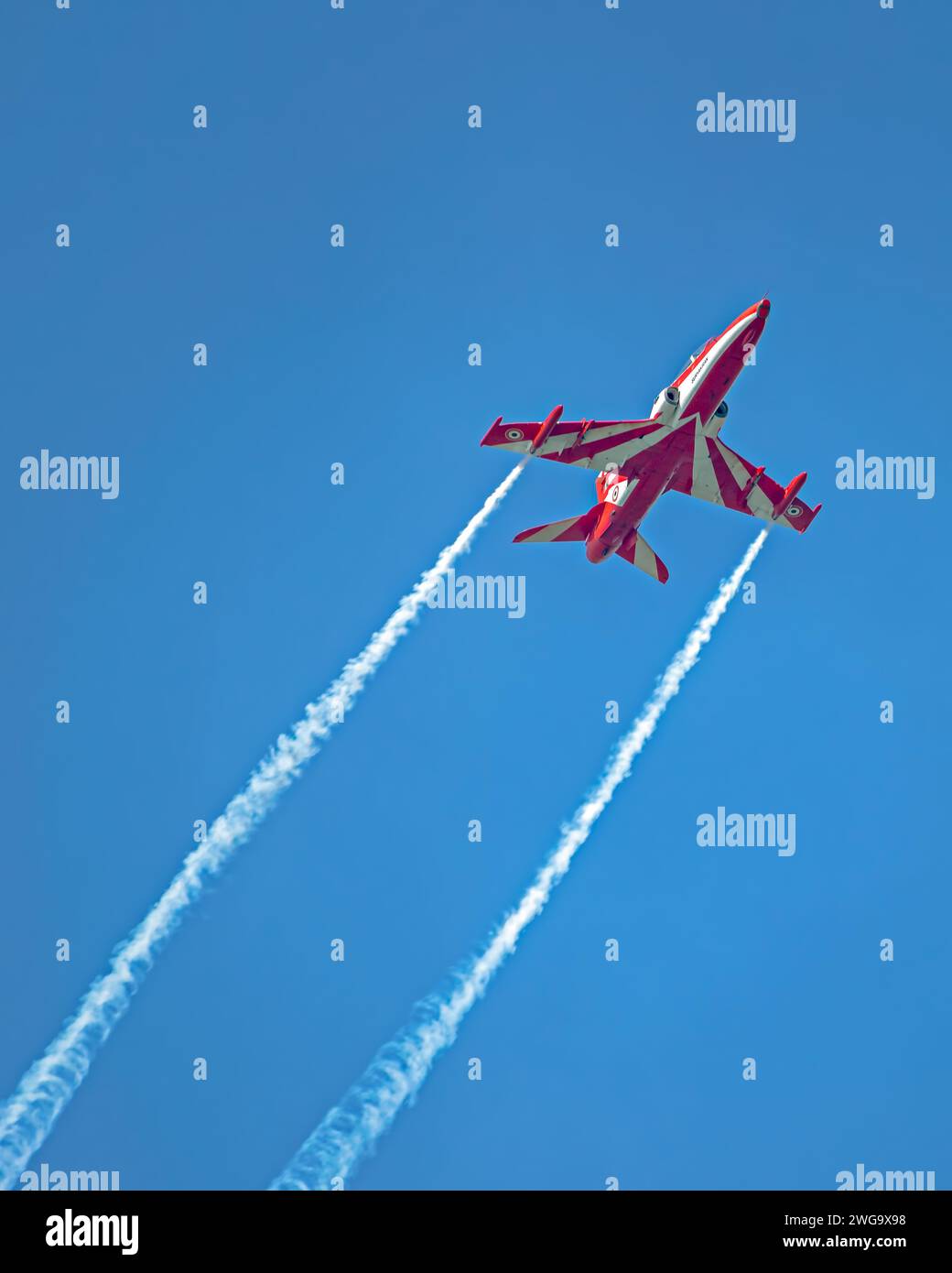 Indian Air Force's Surya Kiran Aerobatic Team plane performing