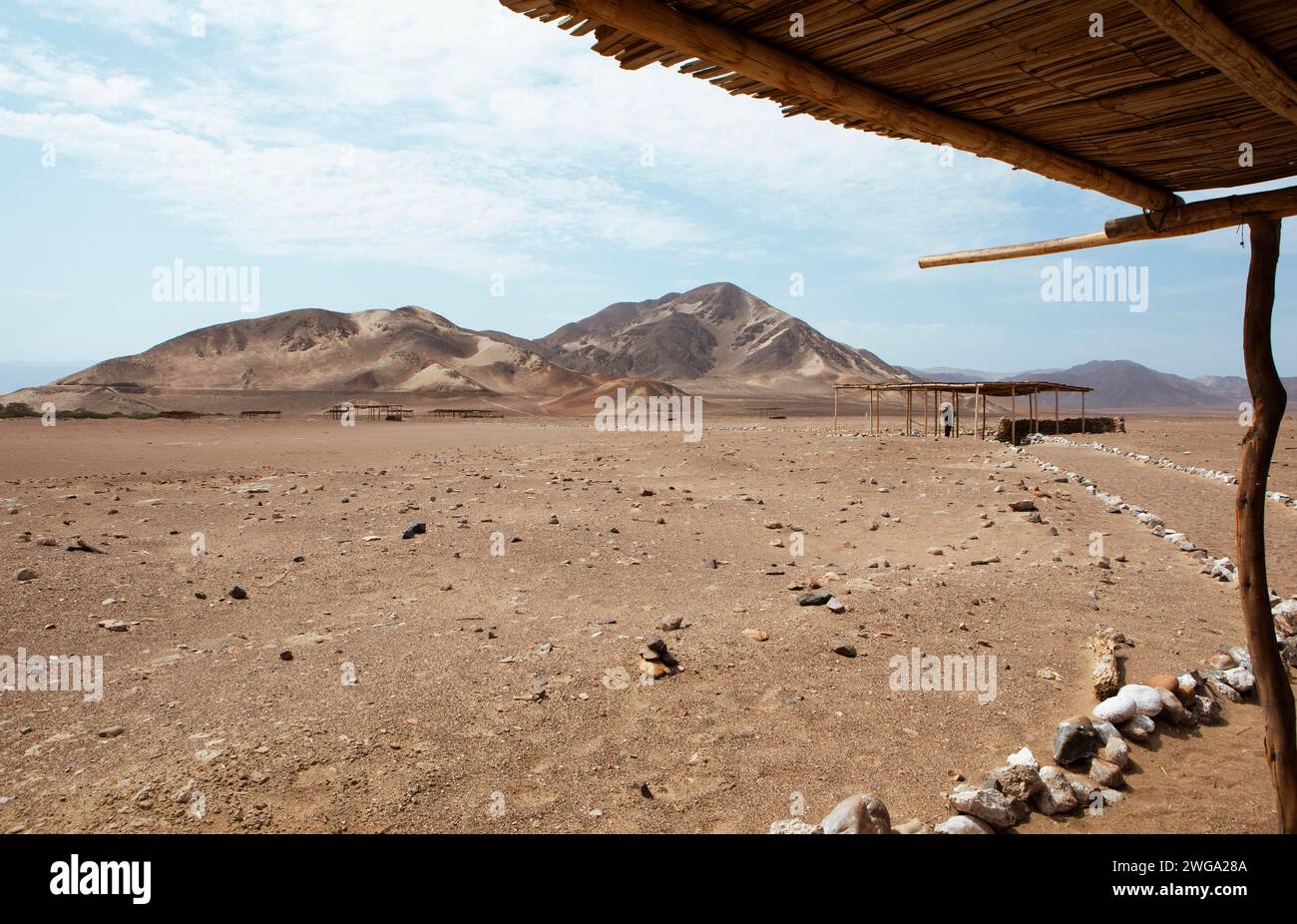 Chauchilla burial ground or desert cemetery, Ica region, Nazca province, Peru Stock Photo