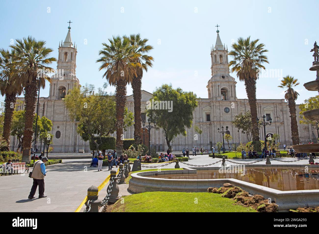 Cathedral of Arequipa or Cathedral Basilica of Santa Maria, Arequipa, Province of Arequipa, Peru Stock Photo