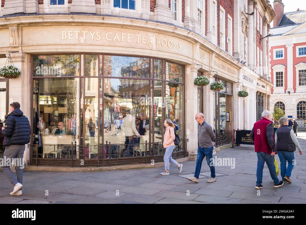 YORK, UK - April 18, 2023. Exterior of Bettys Tea Rooms, a famous cafe in York, UK Stock Photo