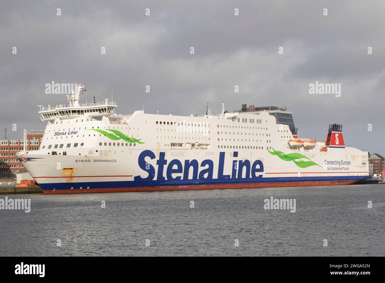 Ferry Stena Germanica of the Swedish shipping company Stena Line in the harbour at the Kiel Fjord, Baltic Sea, Kiel, Schleswig-Holstein, Germany Stock Photo