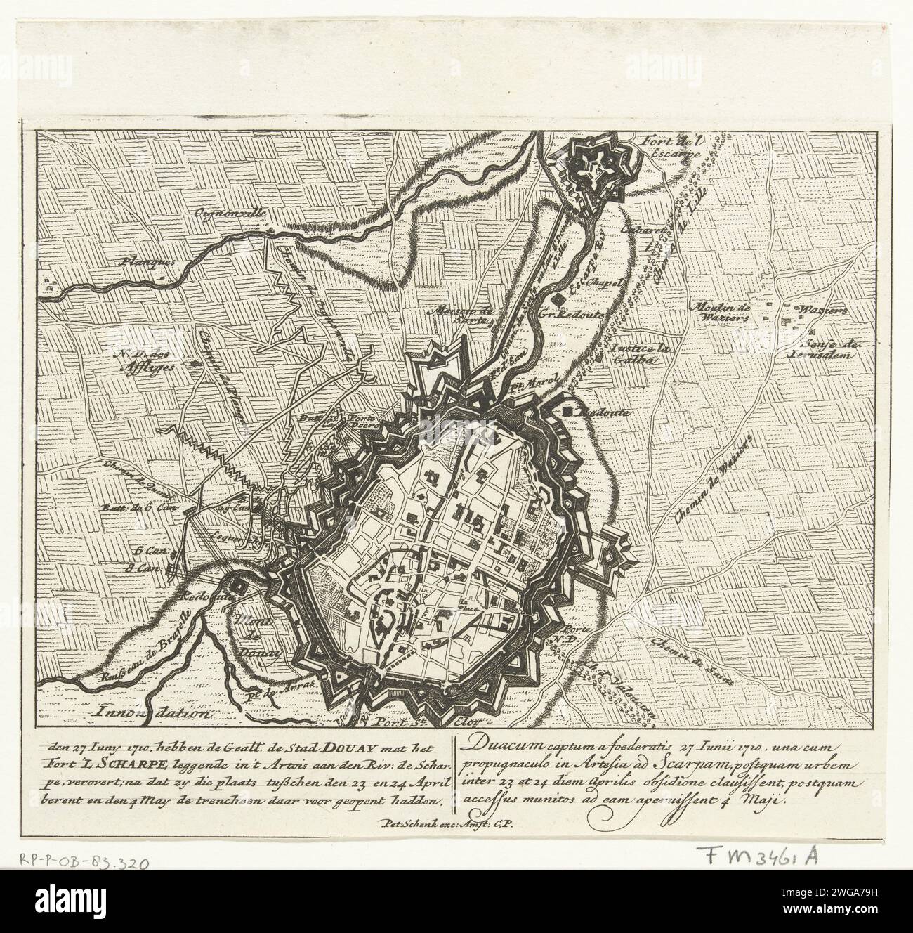 Map of Douai, 1710, 1710 print Map of Douai, besieged and taken by the ...