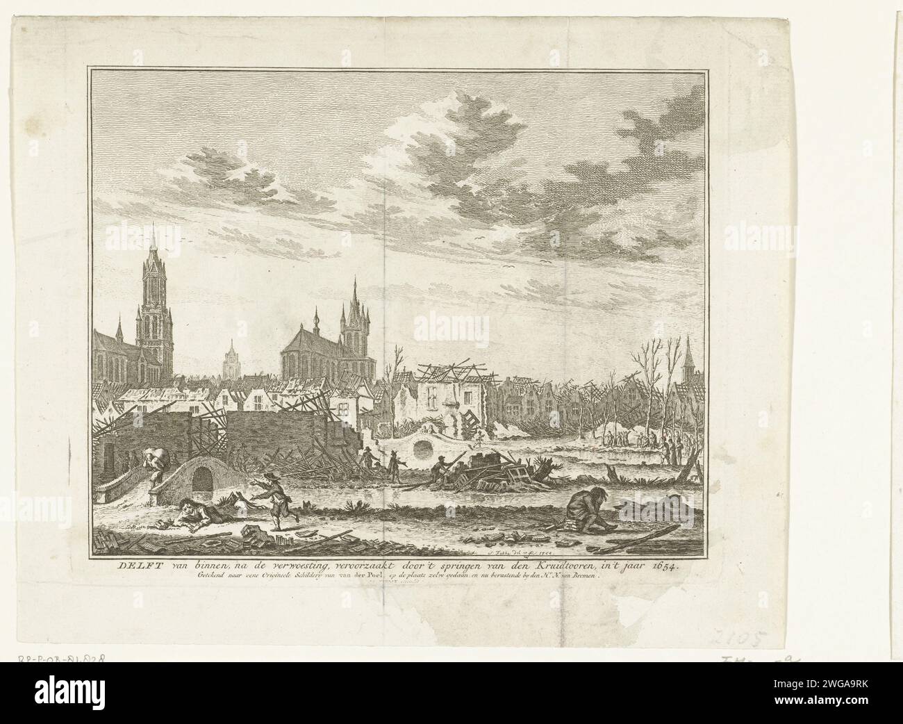 The destruction in Delft after the explosion of the gunpowder warehouse ...