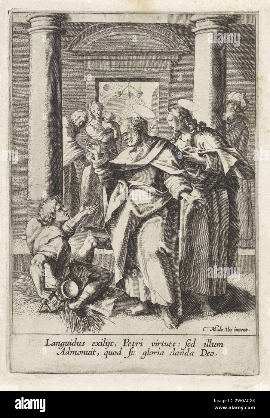Peter and John heal a paralyzed man at the temple gate, anonymous ...