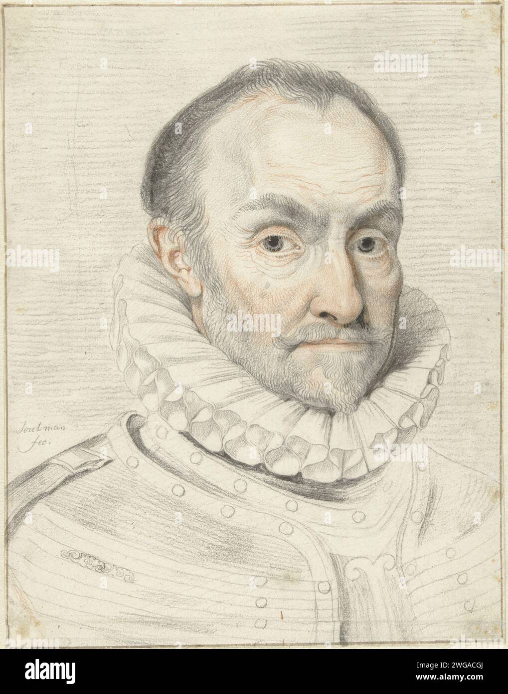 Portrait of Prince William I, Pieter Claesz. Soutman, 1638 - 1643 drawing Design for a print.  paper. chalk brush historical persons Stock Photo