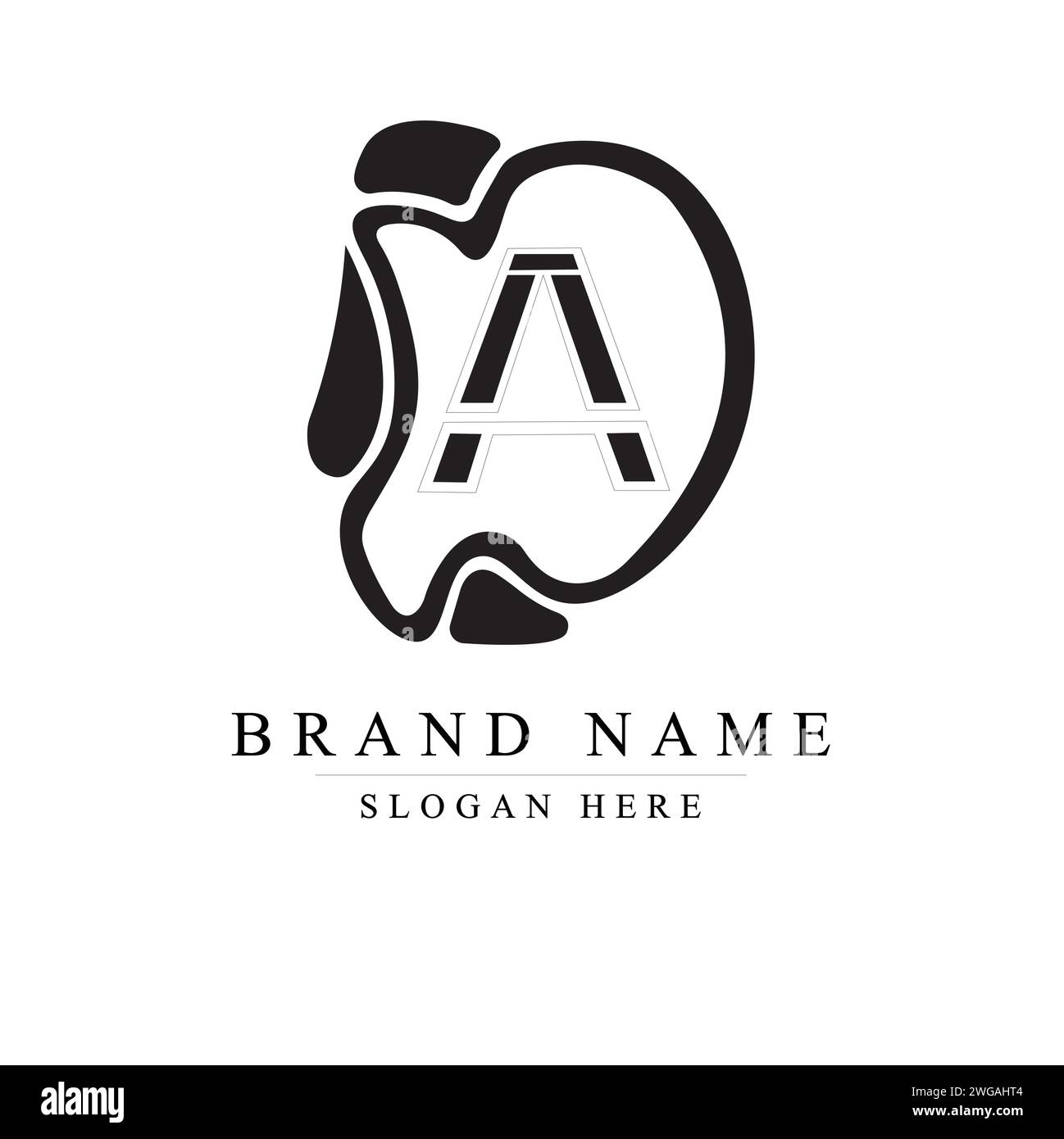 DA apple logo. Logo design letter DA, Elegant modern, AD Vector template Stock Vector