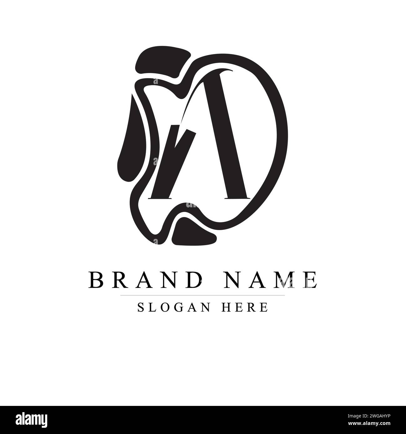 DA apple logo. Logo design letter DA, Elegant modern, AD Vector template Stock Vector