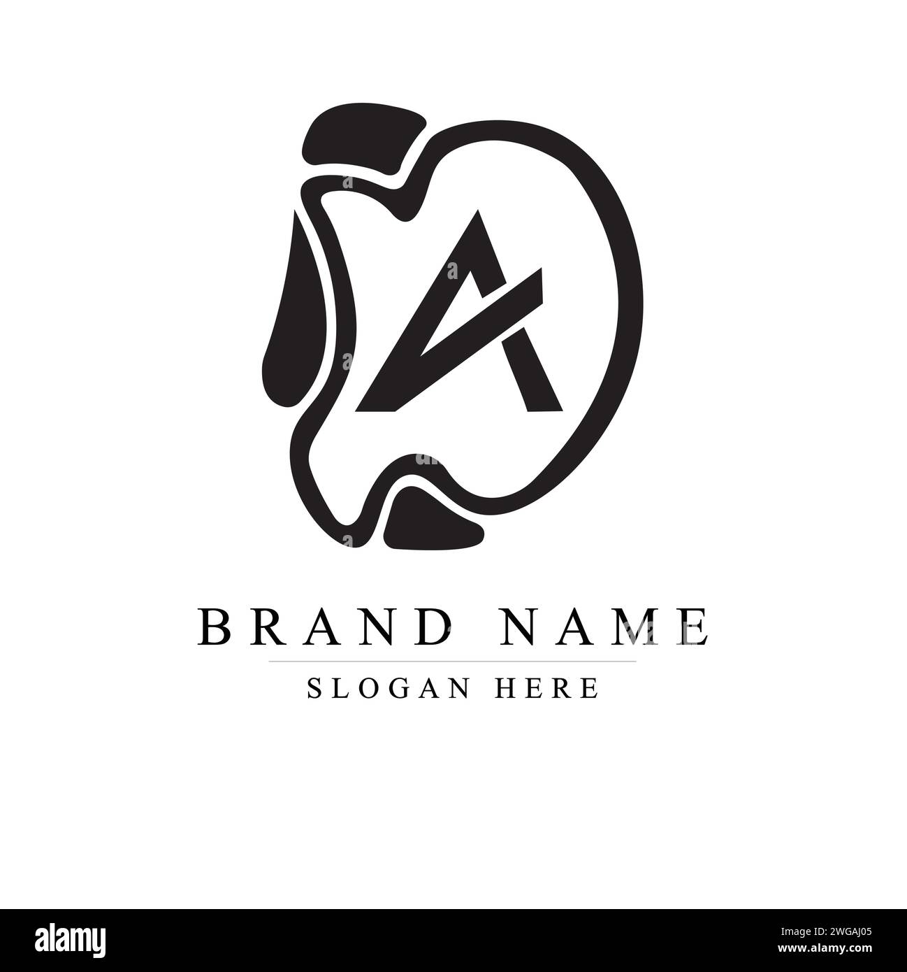 DA apple logo. Logo design letter DA, Elegant modern, AD Vector template Stock Vector