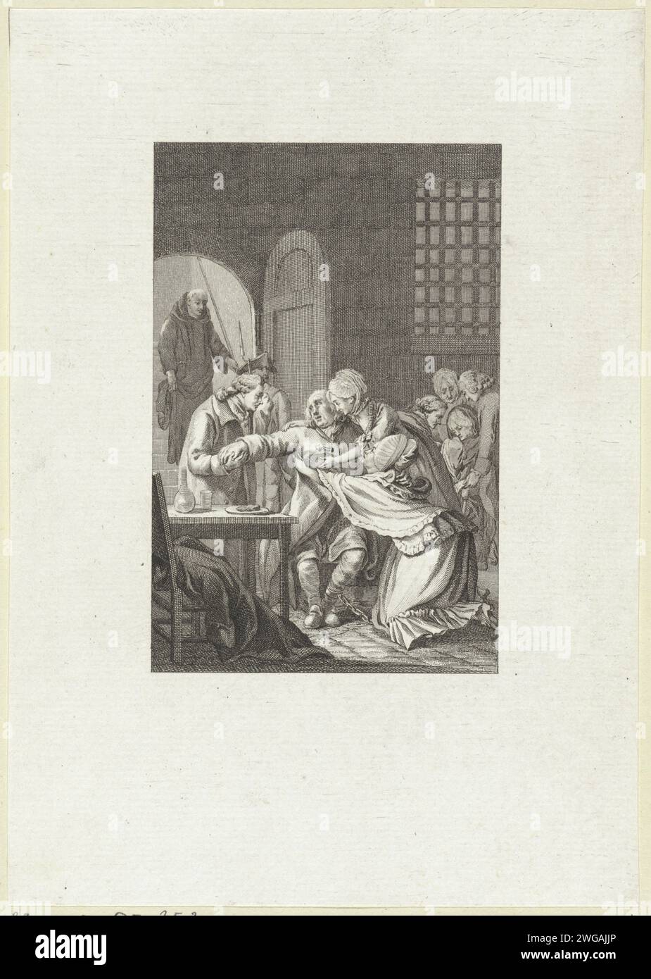 Crying and desperate figures in a cell, Reinier Vinkeles (I), 1784 ...
