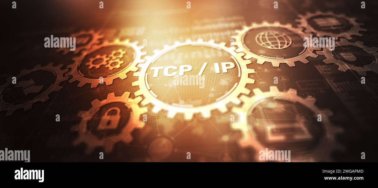 TCP IP. Network data transmission model. Network model for transmitting ...