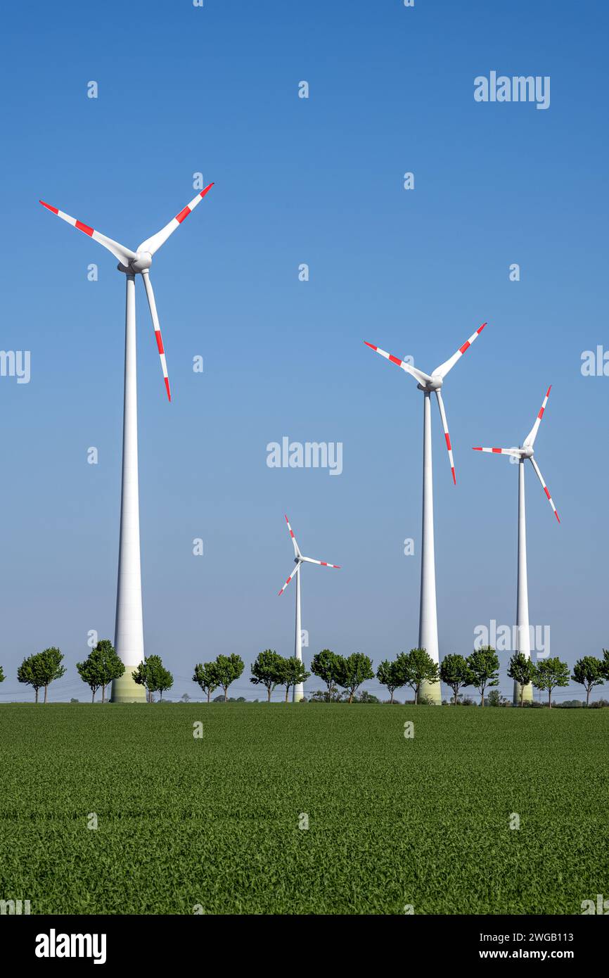 Wind turbines and trees seen in rural Germany Stock Photo - Alamy