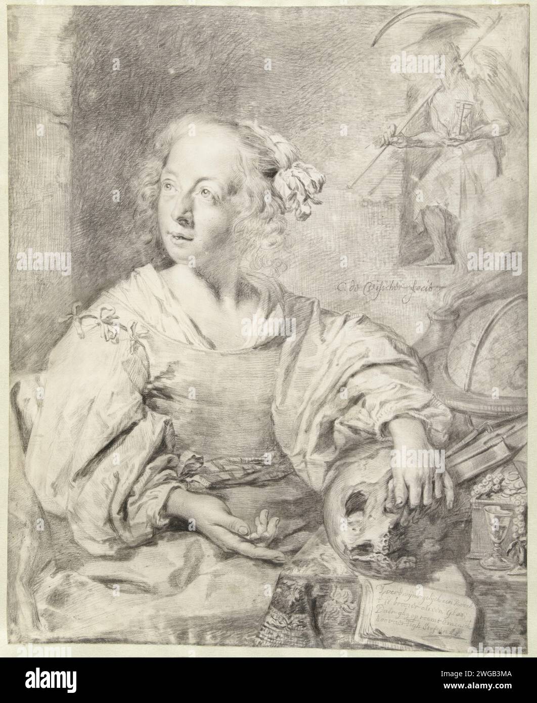 Transience Drawing Allegory of Transience, Cornelis Visscher (II), c. 1654 - c. 1658 ...