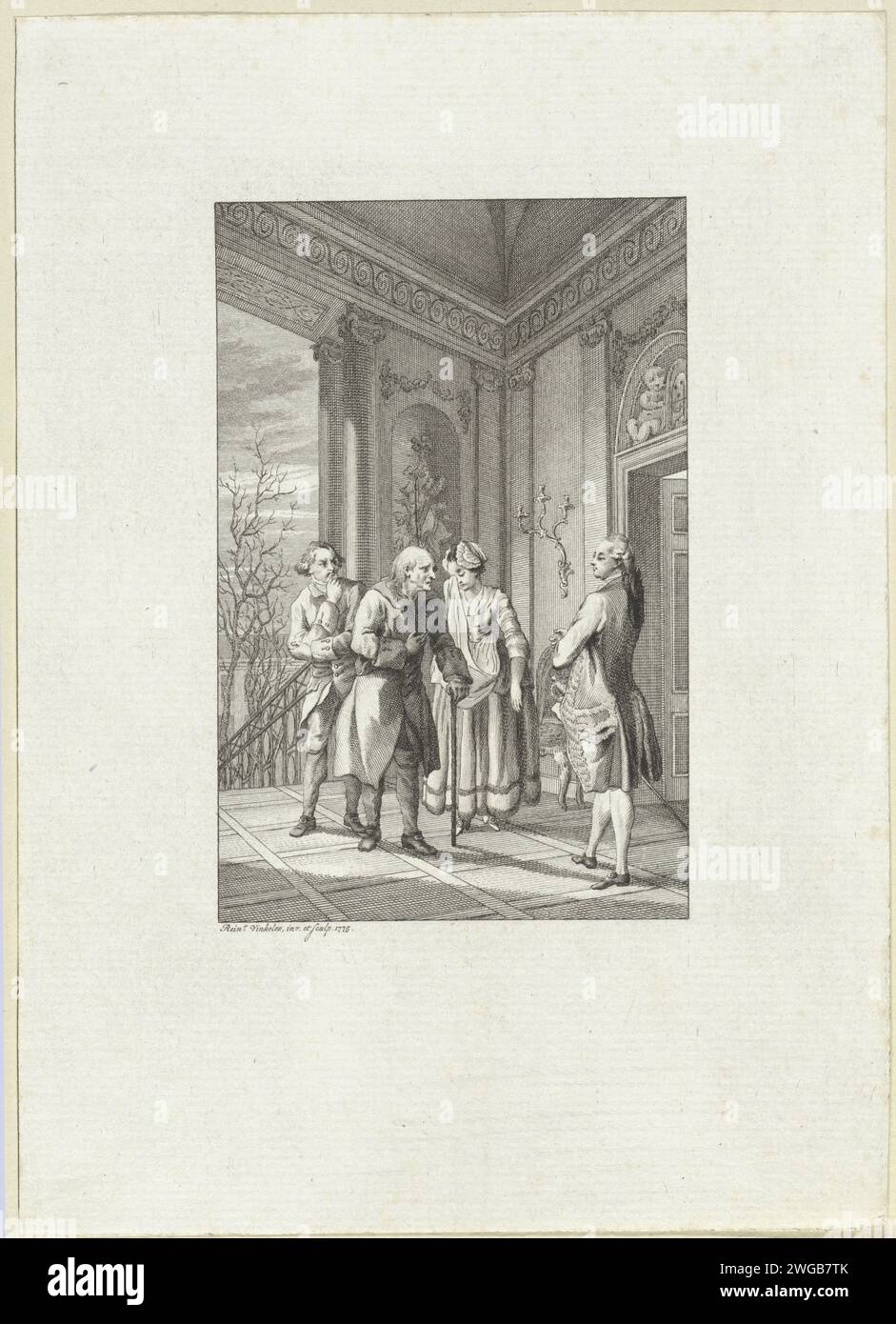 Poor old man in conversation with a rich gentleman, Reinier Vinkeles (I ...