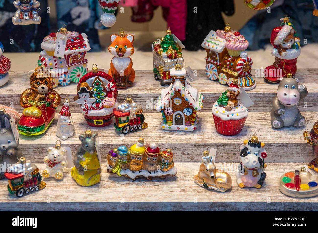 Christmas baubles for sale in Tallinn, Estonia Stock Photo