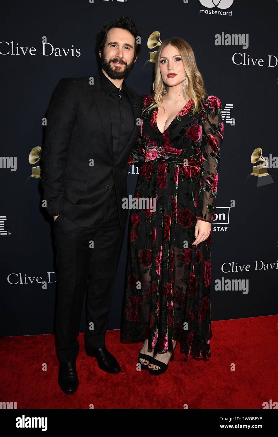 Josh Groban And Natalie McQueen Arriving At The Pre-GRAMMY Gala