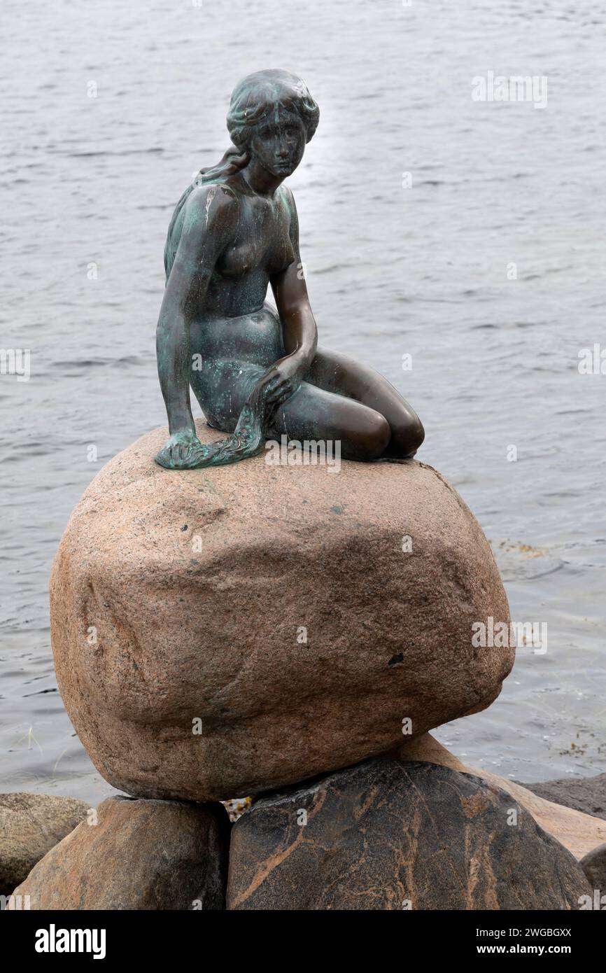 Kleine Meerjungfrau Die kleine Meerjungfrau im Hafen von Kopenhagen, DŠnemark. *** The Little Mermaid, a famous statue in the habour in Copenhagen, De Stock Photo