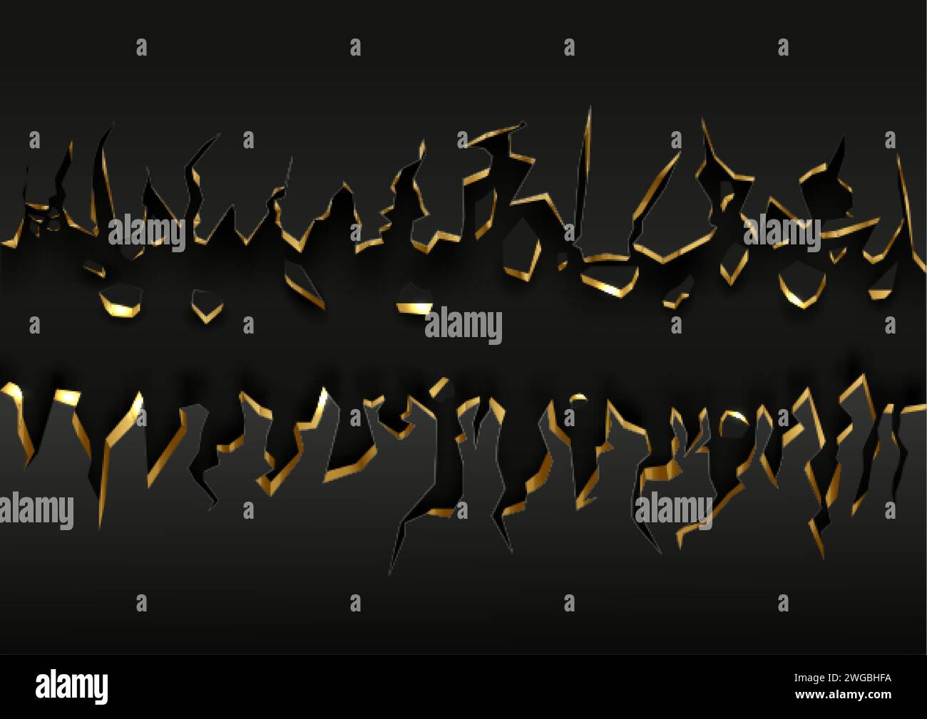Abstract black and gold wall hole background Stock Vector