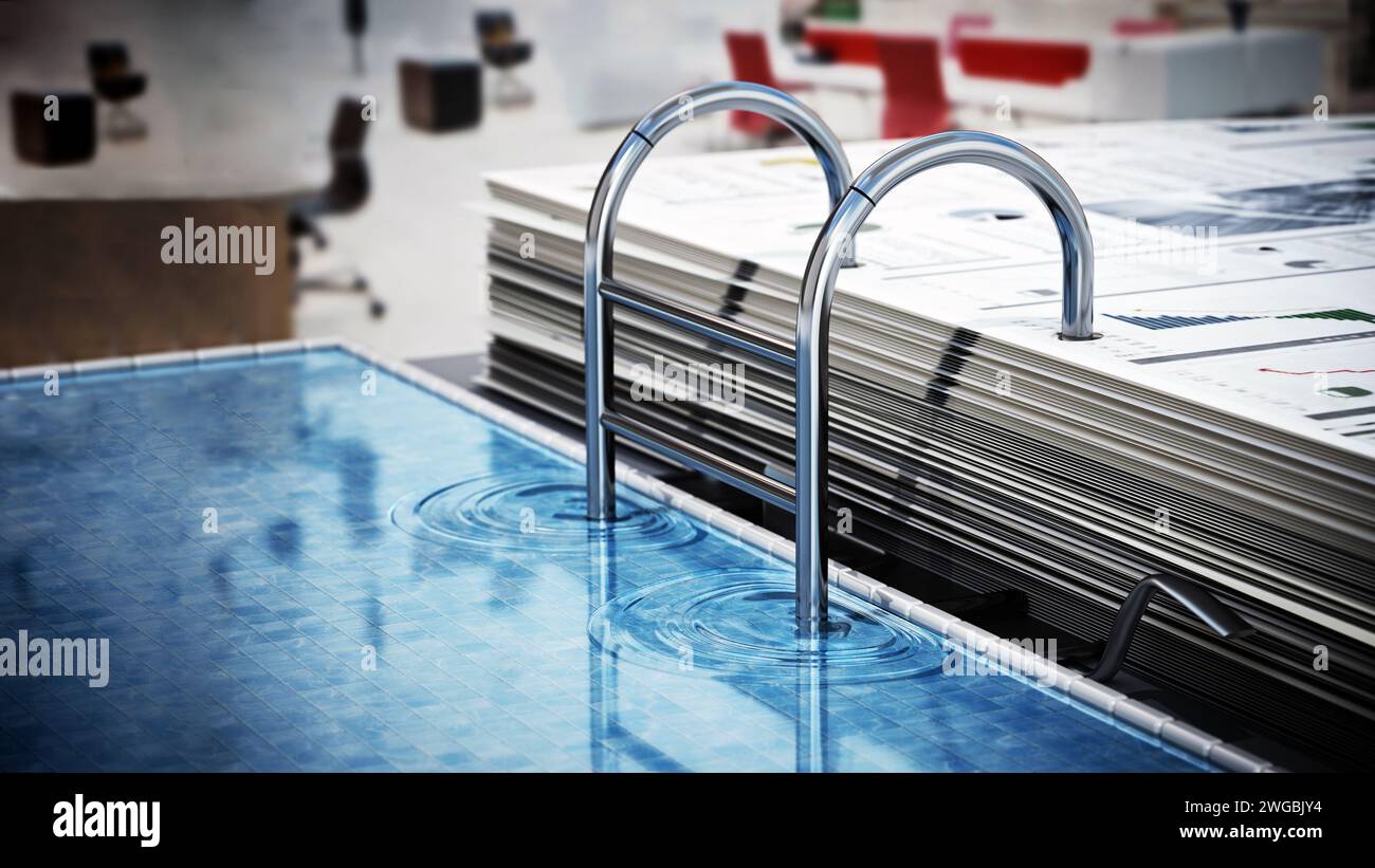 Document folder mechanism illustrated as swimming pool ladder. Business ...