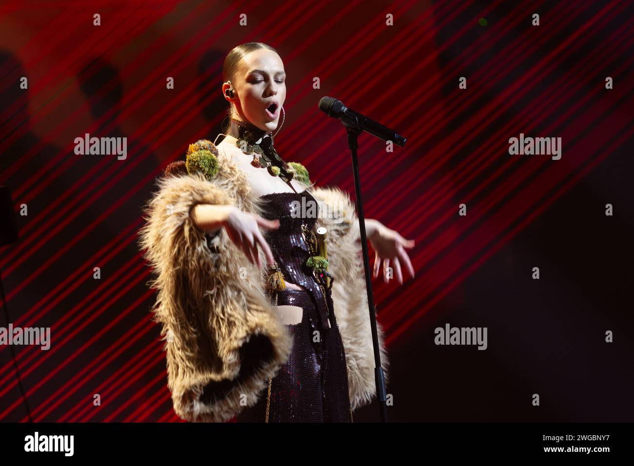 KYIV, UKRAINE - FEBRUARY 2, 2024 - Singer Anka presents her song ...