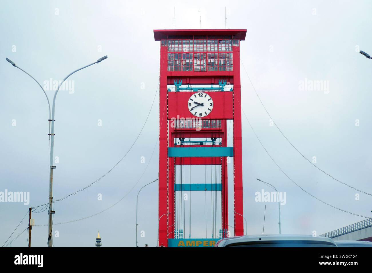Palembang, Indonesia, January 03, 2024: The view from the road looks