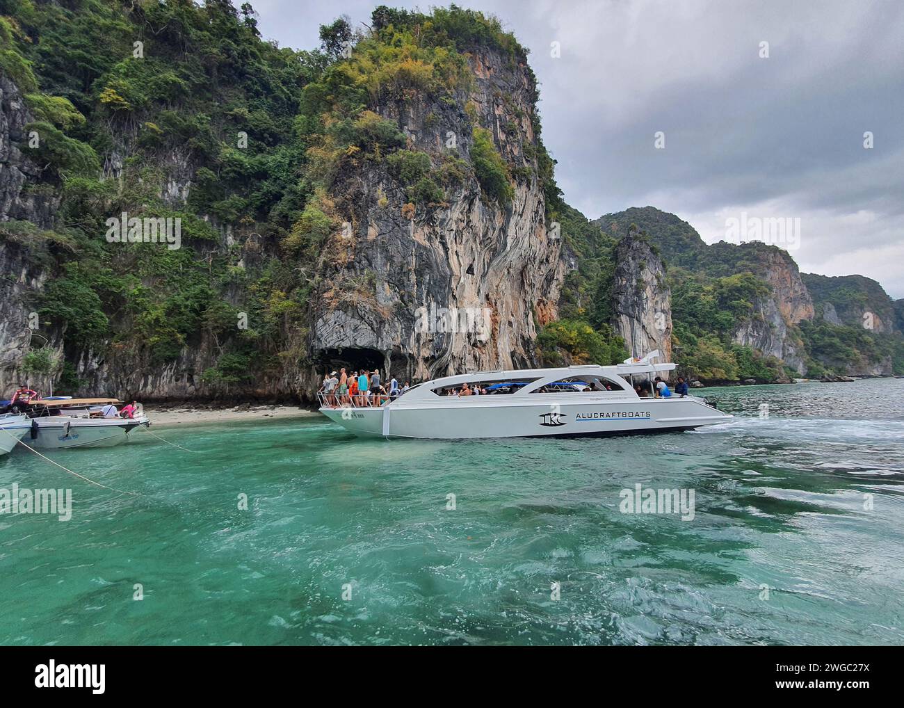 Phuket, Thailand January 10, 2024 Famous Maya Bay beach at Ko Phi