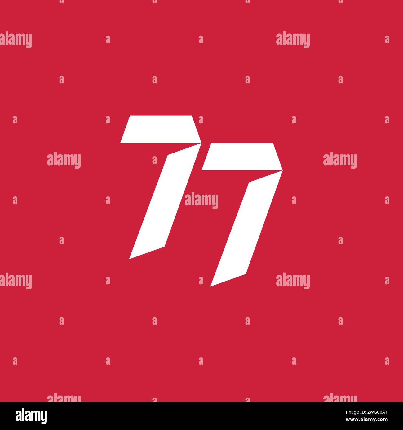 logo inspiration number 77 seventy seven red white in modern art style Stock Vector
