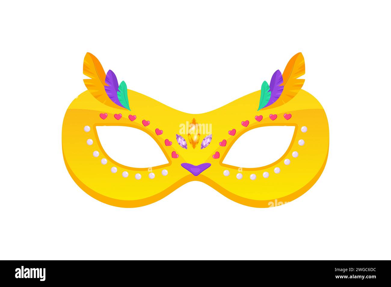 Carnival owl mask for carnival, masquerade, purim and mardi gras. On a white isolated background  vector Stock Vector