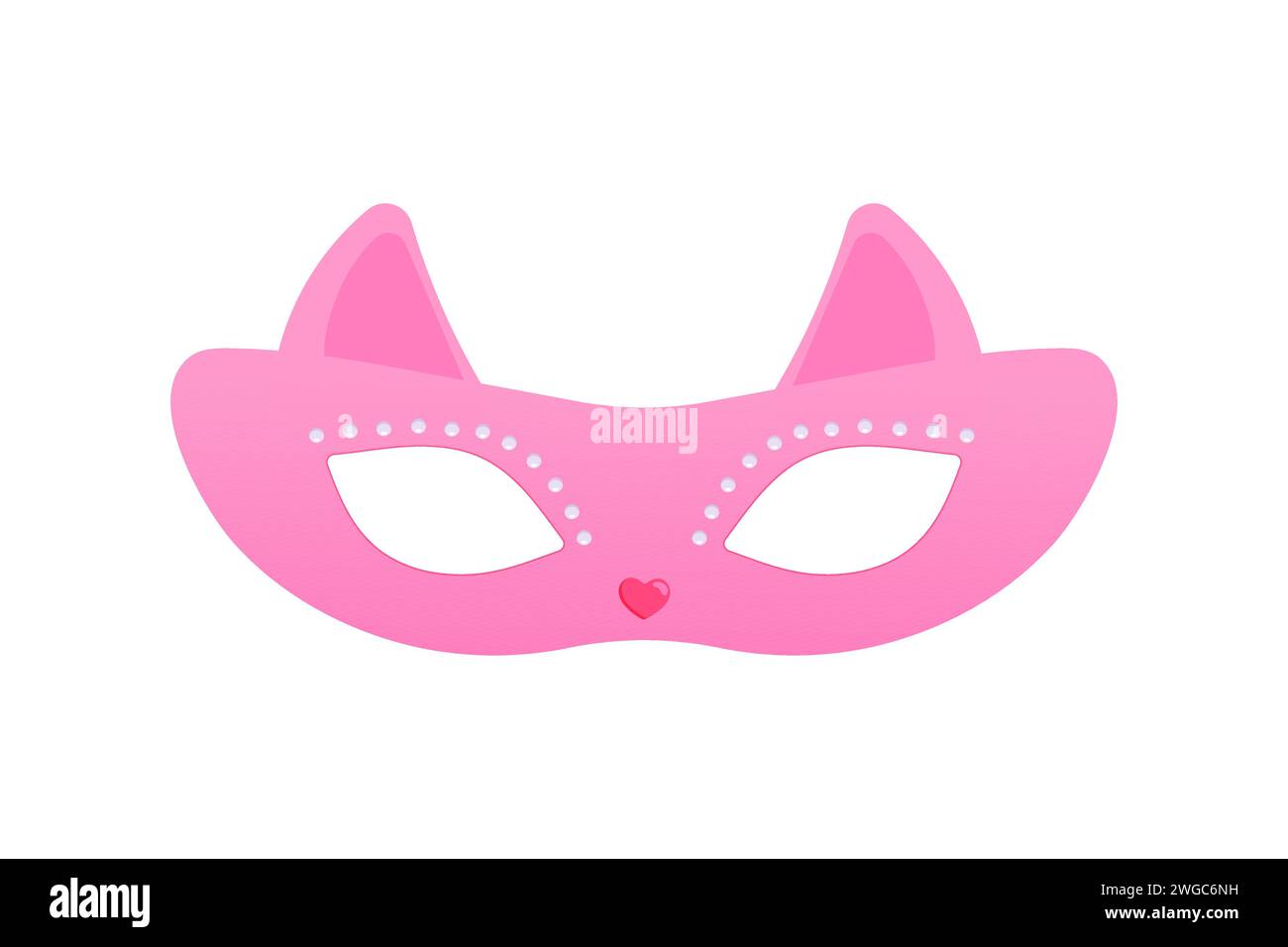 Carnival mask in the shape of a pink cat for carnival, masquerade, purim and mardi gras. On a white isolated background vector Stock Vector