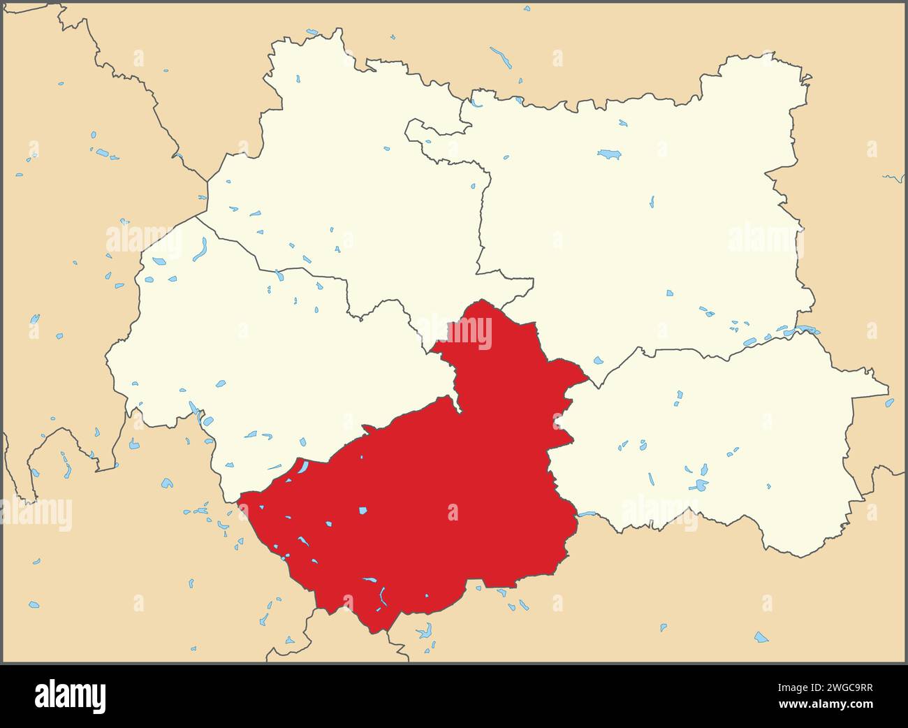 Red location map of the METROPOLITAN BOROUGH OF KIRKLEES, WEST