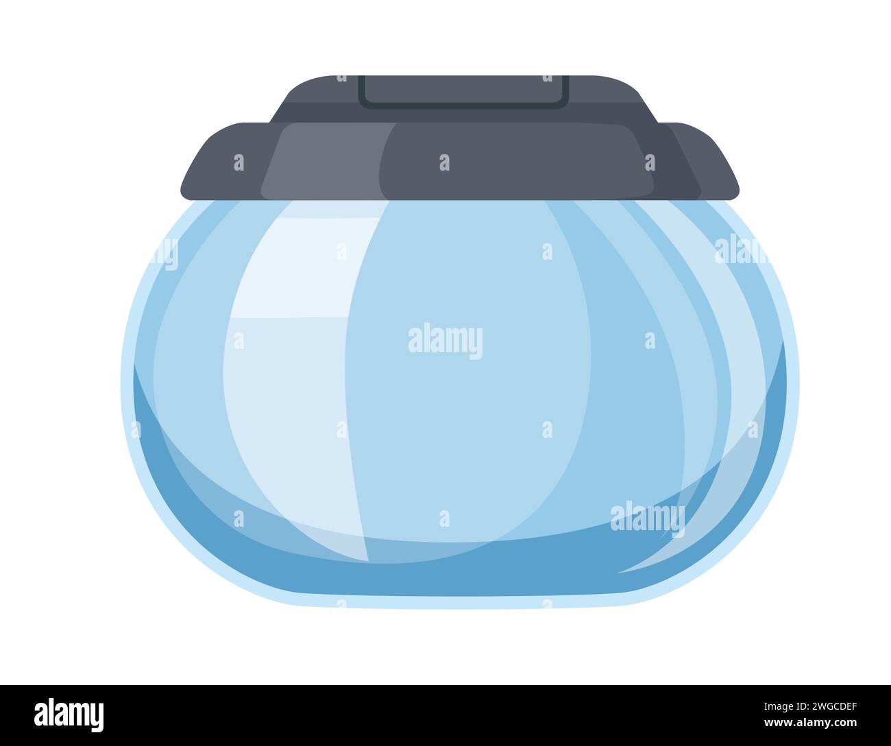 Empty round glass aquarium with black lid vector illustration isolated