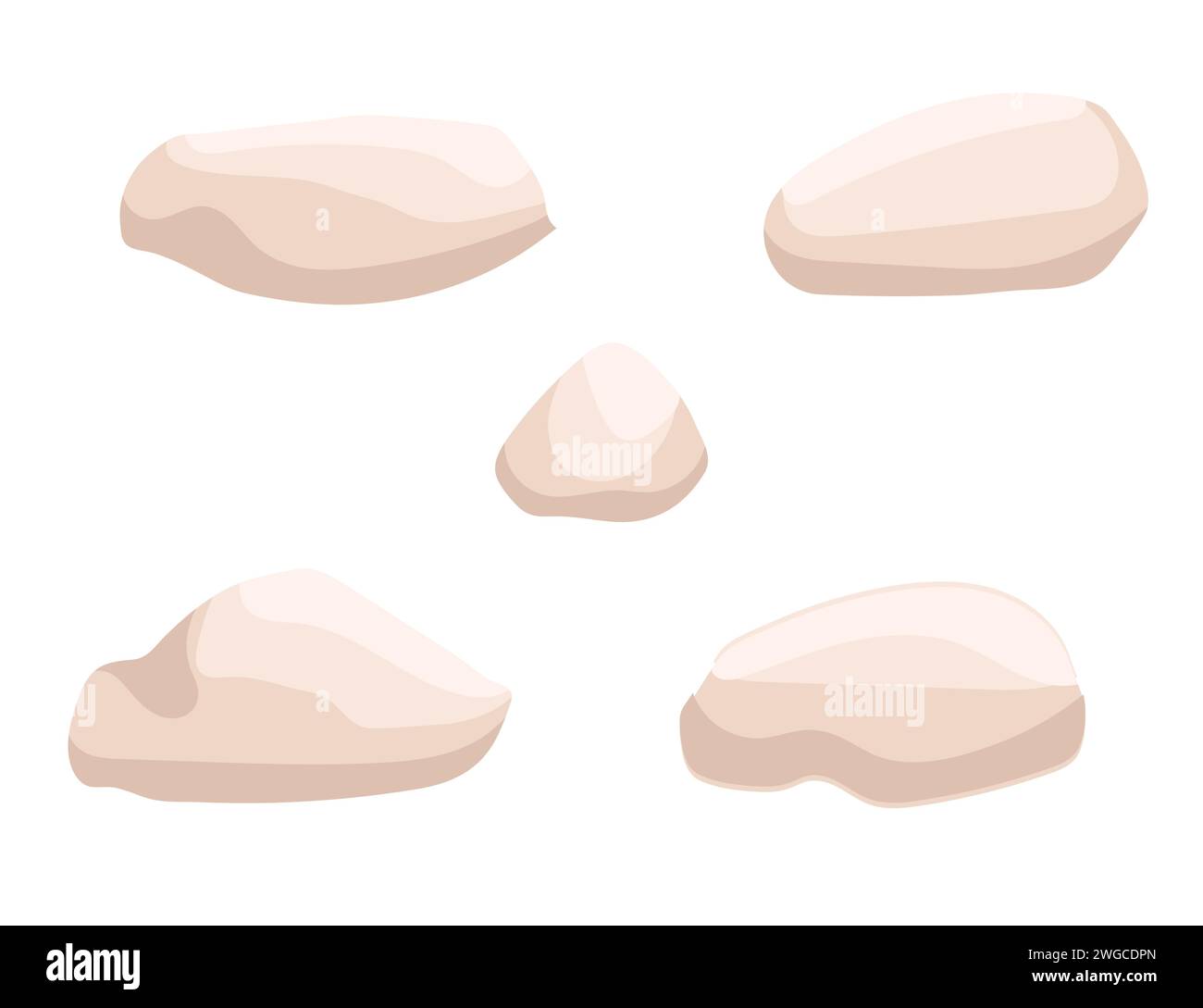 Set of white aquarium decorative stones vector illustration isolated on white background Stock Vector