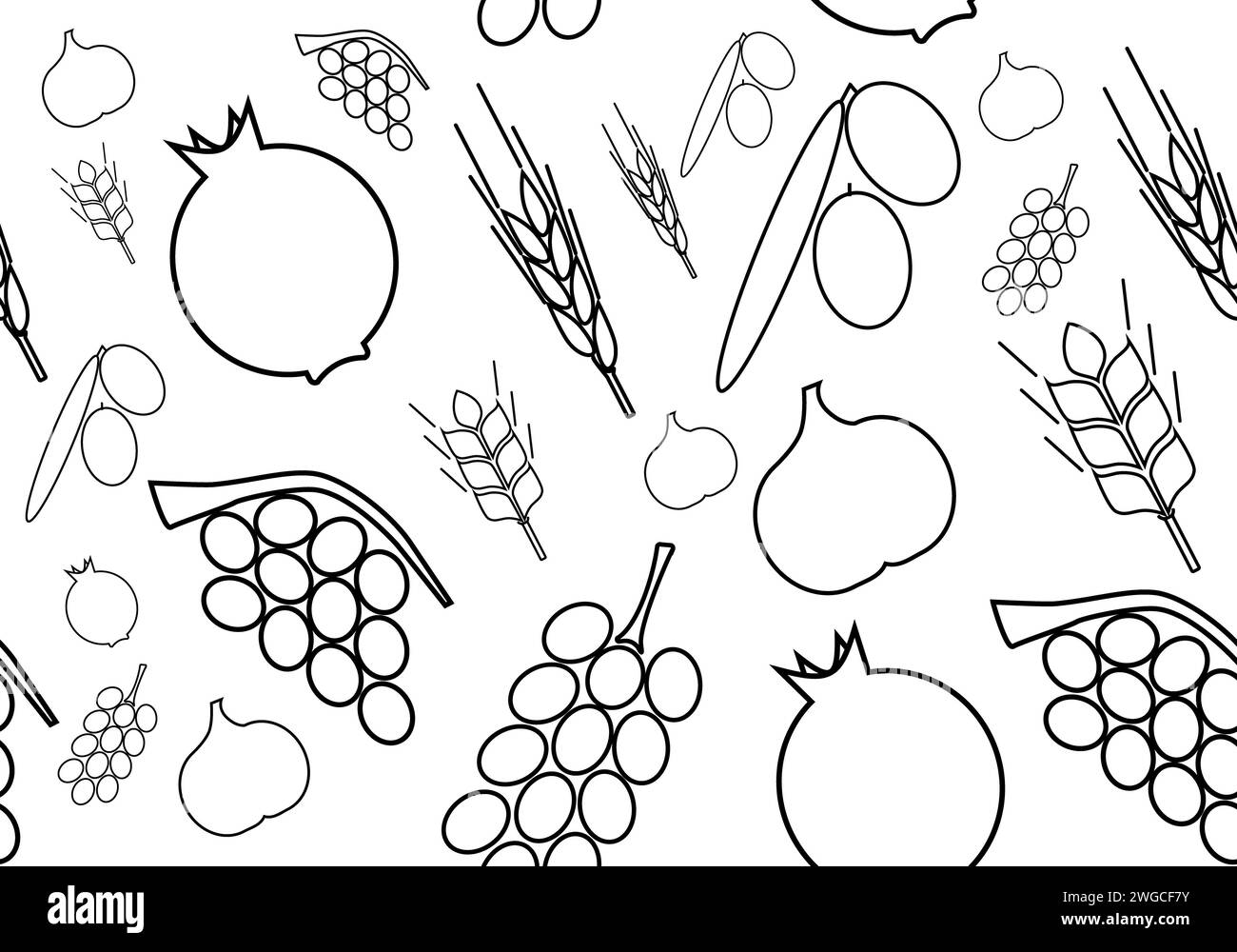 Seven kinds of fruit typical of the Land of Israel. Jewish custom to