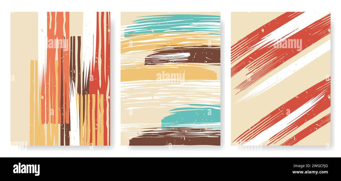 Abstract grunge cover set. Hand drawn brush strokes Stock Vector Image ...