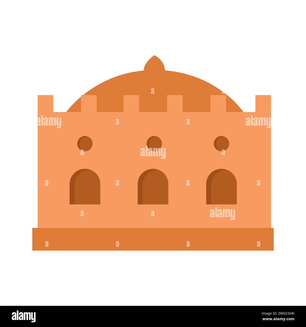 Traditional arabian building. Moroccan architecture, muslim mosque cartoon vector illustration Stock Vector