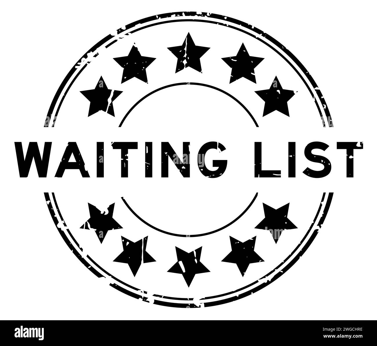 Grunge black waiting list word with star icon round rubber seal stamp on white background Stock Vector