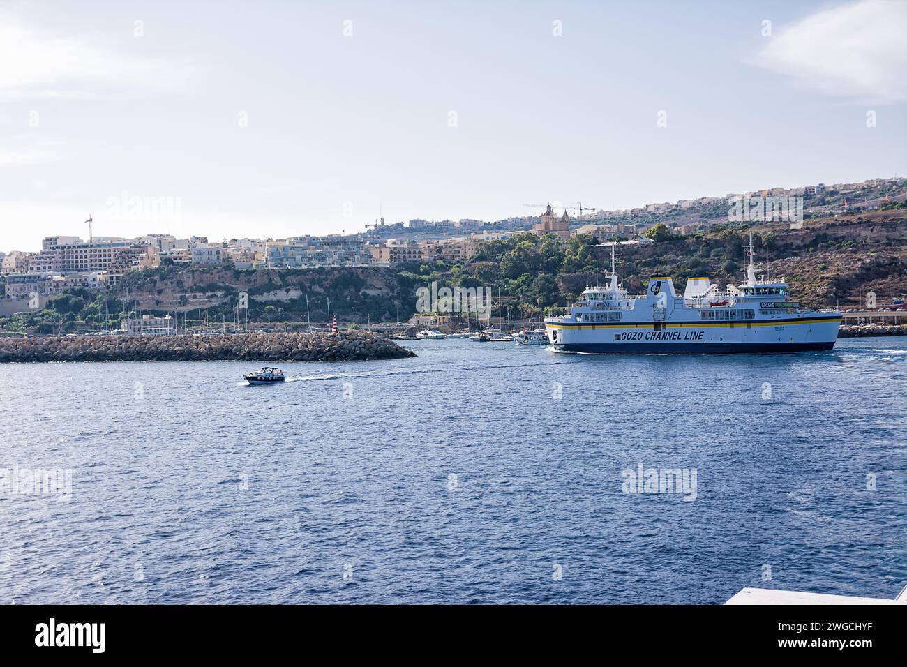 Mgarr, Malta - 19 June, 2023: Mgarr and its port on the island of Gozo (Malta) Stock Photo