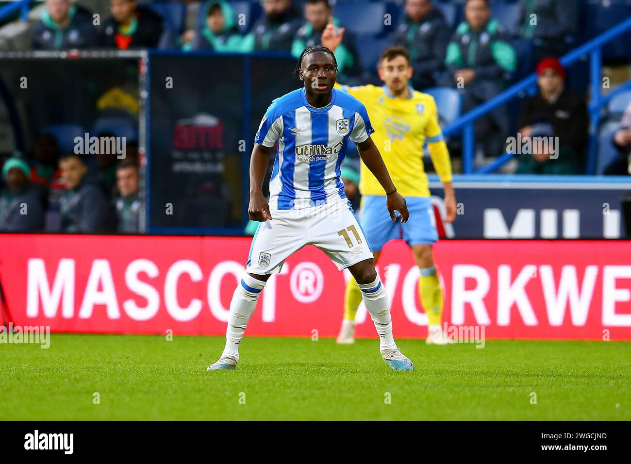 John Smith's Stadium, Huddersfield, England - 3rd February 2024 Brahima Diarra (11) of Huddersfield Town - during the game Huddersfield v Sheffield Wednesday, Sky Bet Championship,  2023/24, John Smith's Stadium, Huddersfield, England - 3rd February 2024 Credit: Arthur Haigh/WhiteRosePhotos/Alamy Live News Stock Photo