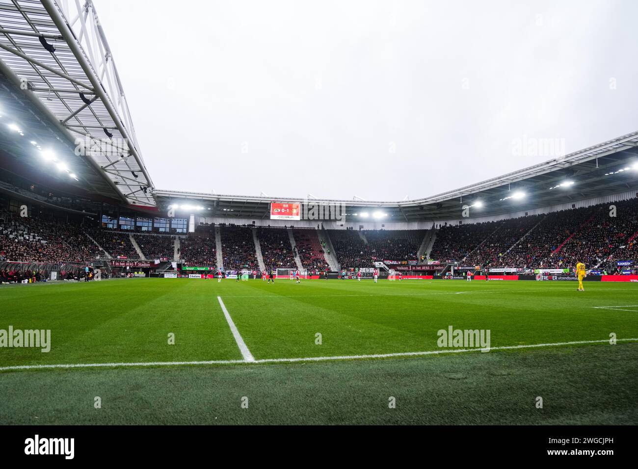 Alkmaar, The Netherlands. 04th Feb, 2024. Alkmaar - Overview of the stadium during the Eredivisie match between AZ v Feyenoord at AFAS Stadion on 4 February 2024 in Alkmaar, The Netherlands. Credit: box to box pictures/Alamy Live News Stock Photo