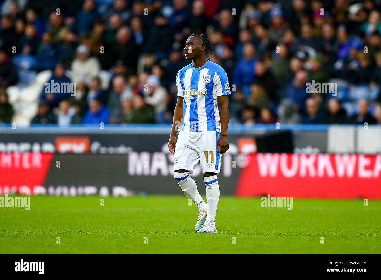 John Smith's Stadium, Huddersfield, England - 3rd February 2024 Brahima Diarra (11) of Huddersfield Town - during the game Huddersfield v Sheffield Wednesday, Sky Bet Championship,  2023/24, John Smith's Stadium, Huddersfield, England - 3rd February 2024 Credit: Arthur Haigh/WhiteRosePhotos/Alamy Live News Stock Photo