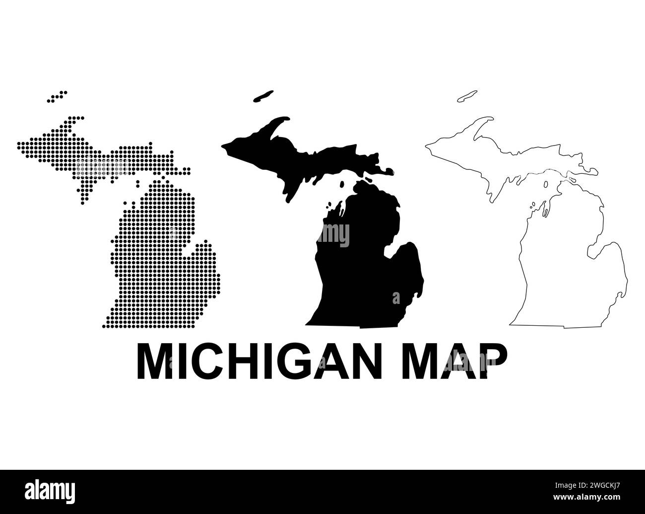 Set of Michigan map, united states of america. Flat concept icon vector