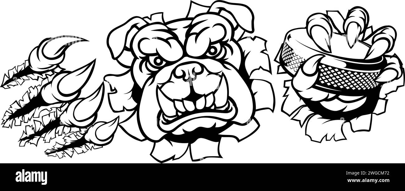 Bulldog Ice Hockey Player Animal Sports Mascot Stock Vector