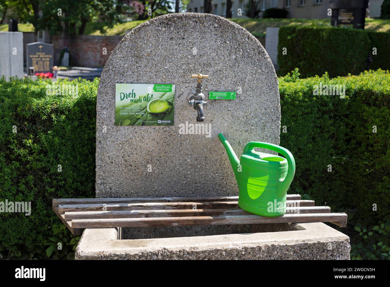 Drinking Water, Vienna Cemeteries Stock Photo