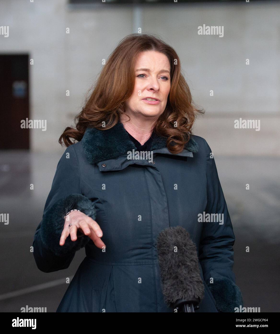 London, United Kingdom. February 04  2024. Secretary of State for Education Gillian Keegan is seen at BBC as she takes part in Sunday With Laura Kuenssberg show.Credit: Tayfun Salci / Alamy Live News Stock Photo