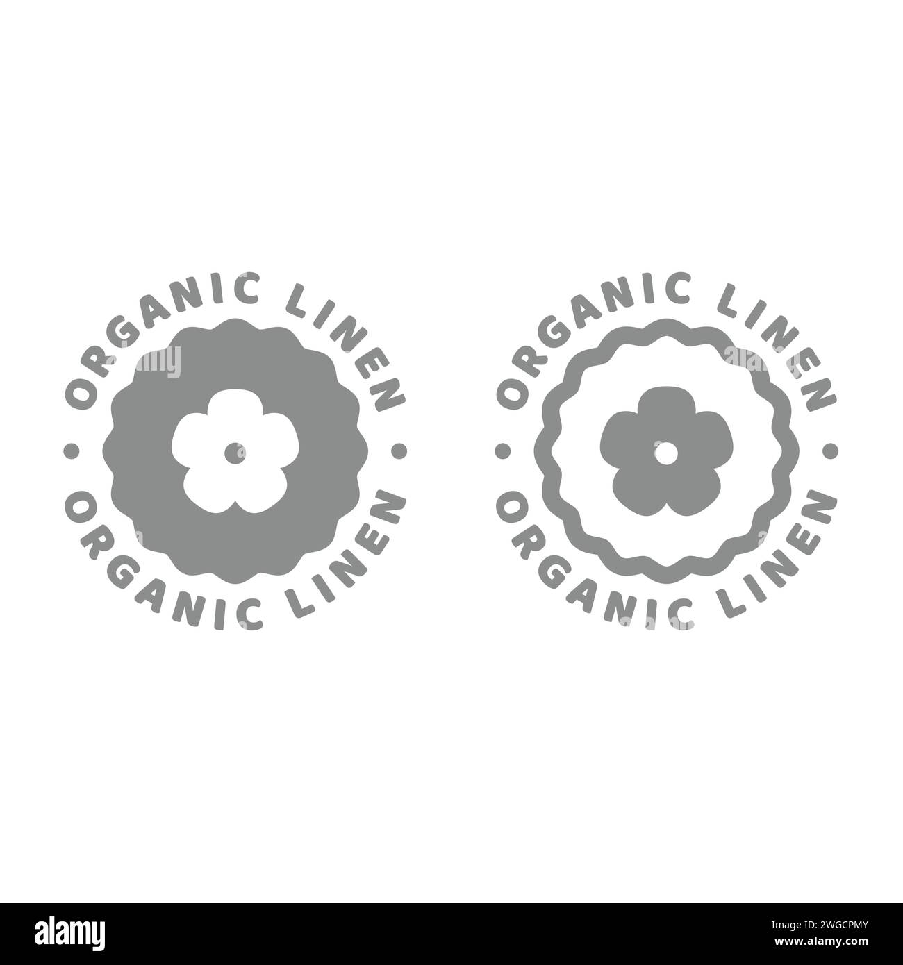 Organic linen vector label. Textile and fabric stamp. Stock Vector