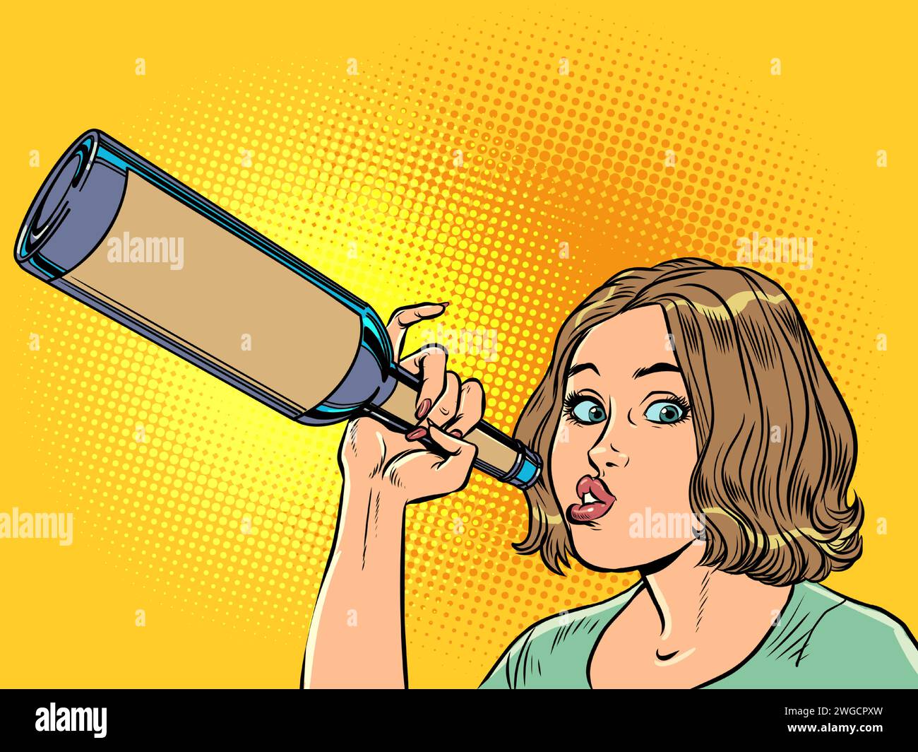 The girl holds a glass bottle with a surprised look. Great deals for ...