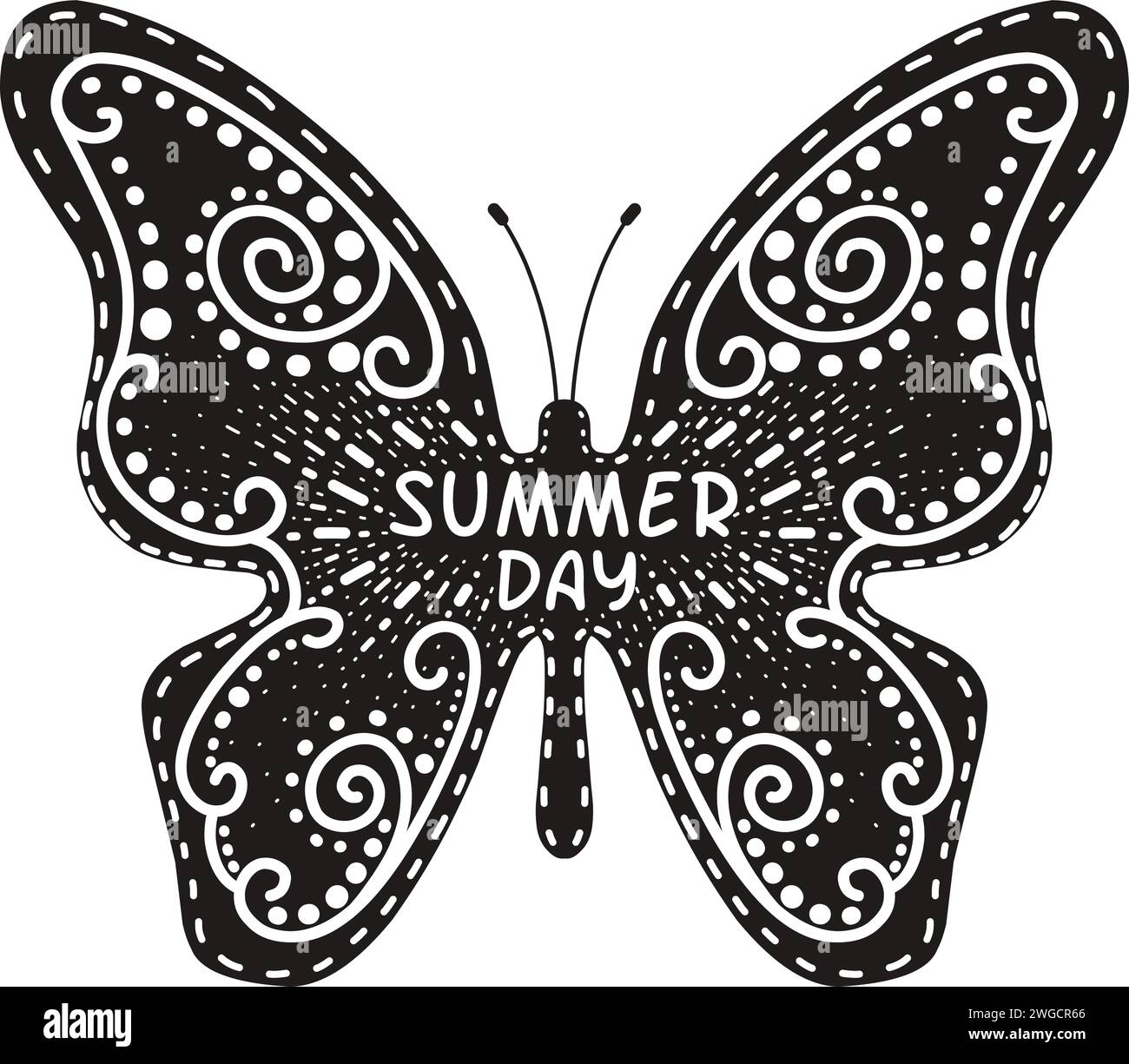 Flying butterfly, summer day.Vector illustration. Stock Vector