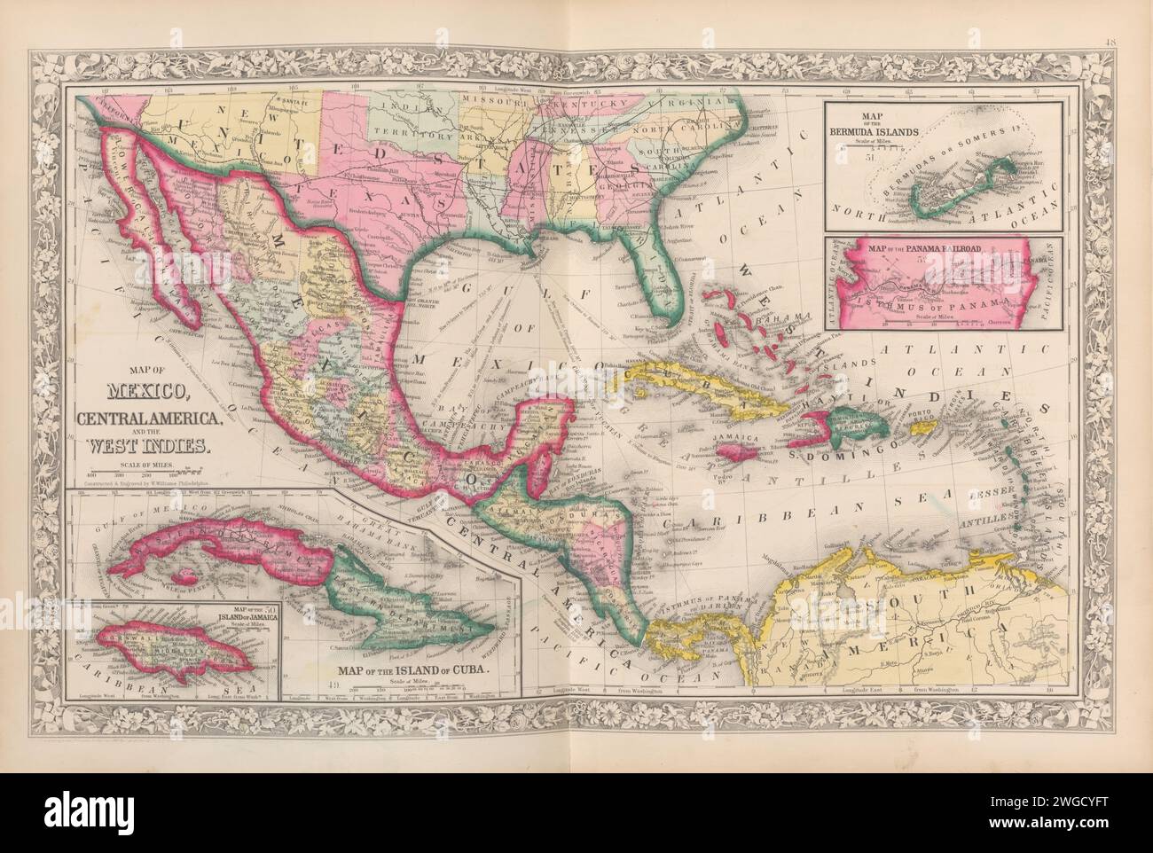 Map of Mexico Central America - Map Of Mexico Central America And The West Indies Mitchell S Augustus Samuel Augustus 1792 1868 Author Mitchells New General Atlas Published 1863 2WGCYFT