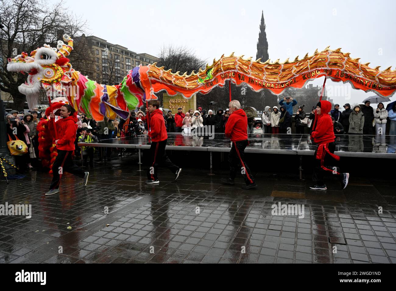 Edinburgh, Scotland, UK. 4th February 2024. Chinese New Year, Year of the Dragon celebrations at the Mound in the city centre, with dance, costumes and cultural and artistic displays. Credit: Craig Brown/Alamy Live News Stock Photo